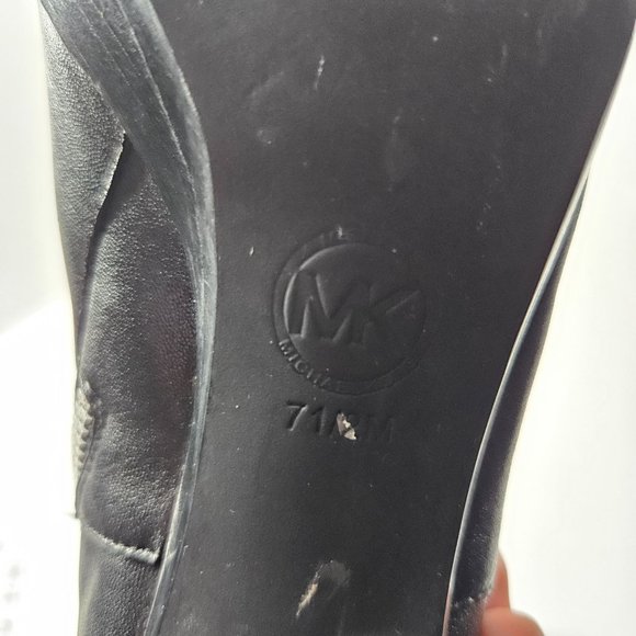 Michael Kors Stiletto High Heel Platform Boots Size 7.5 Black Leather Knee High - Picture 13 of 16